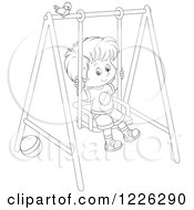 Poster, Art Print Of Outlined Boy Swinging On A Playground