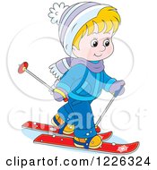 Poster, Art Print Of Caucasian Boy Skiing