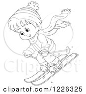 Poster, Art Print Of Outlined Boy Skiing