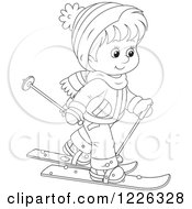 Poster, Art Print Of Outlined Boy Skiing