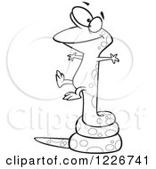 Poster, Art Print Of Cartoon Black And White Lizard Balanced On A Long Tail