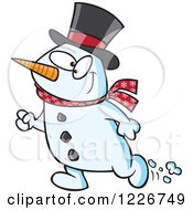 Poster, Art Print Of Cartoon Happy Christmas Snowman Walking