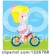 Poster, Art Print Of Happy Blond Girl Riding A Bicycle