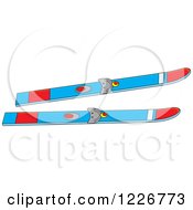 Poster, Art Print Of Blue And Red Skis