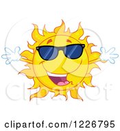 Poster, Art Print Of Welcoming Sun Mascot Wearing Sunglasses