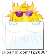 Poster, Art Print Of Sun Mascot With Sunglasses Looking Around A Sign Board
