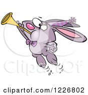 Poster, Art Print Of Cartoon Purple New Year Party Rabbit Blowing A Horn