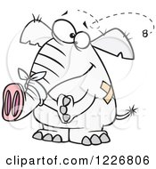 Clipart Of A Cartoon White Elephant With Bandages Royalty Free Vector Illustration by toonaday