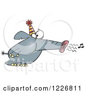 Poster, Art Print Of Cartoon Party Elephant Blowing His Trunk Like A Horn