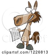 Poster, Art Print Of Cartoon Happy Horse Holding A 2014 New Year Calendar