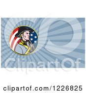 Clipart Of A American Patriot With A Musket Background Or Business Card Design Royalty Free Illustration