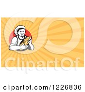 Poster, Art Print Of Male Baker And Bread Background Or Business Card Design