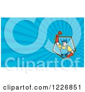 Clipart Of A Super Plumber With A Plunger Background Or Business Card Design Royalty Free Illustration