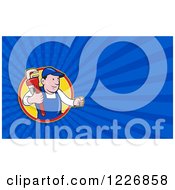 Clipart Of A Plumber With A Monkey Wrench Background Or Business Card Design Royalty Free Illustration