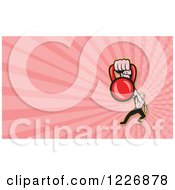 Clipart Of A Bodybuilder With A Kettlebell Background Or Business Card Design Royalty Free Illustration