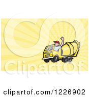 Cement Mixer Truck Driver And Rays Background Or Business Card Design
