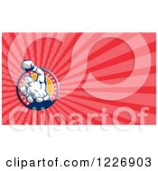 Clipart Of A Boxer Fighter And Red Rays Background Or Business Card Design Royalty Free Illustration