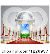 Poster, Art Print Of Red Carpet And Poles Leading To A Doorway