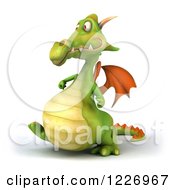 Clipart Of A 3d Green Dragon Walking Royalty Free Illustration by Julos