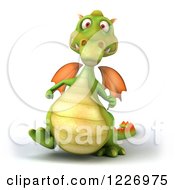 Clipart Of A 3d Green Dragon Walking Royalty Free Illustration