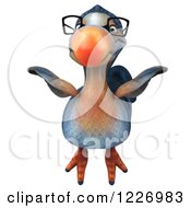 Clipart Of A 3d Dodo Bird Wearing Glasses And Flying Royalty Free Illustration