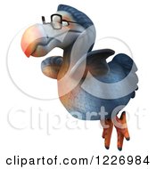 Clipart Of A 3d Dodo Bird Wearing Glasses And Flying Royalty Free Illustration