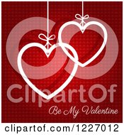 Poster, Art Print Of Be My Valentine Text With White Hearts Suspended Over Red