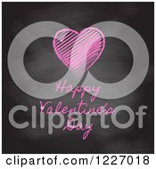 Clipart Of A Pink Happy Valentines Day Greeting On A Black Board Royalty Free Vector Illustration