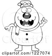Poster, Art Print Of Black And White Christmas Snowman With An Idea