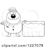 Poster, Art Print Of Black And White Christmas Snowman With An Ice Sign