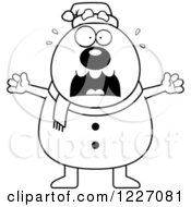 Poster, Art Print Of Black And White Scared Christmas Snowman Screaming