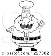 Poster, Art Print Of Black And White Chef Santa With An Idea