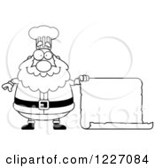 Poster, Art Print Of Black And White Chef Santa Holding A Scroll Sign