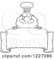 Poster, Art Print Of Black And White Chef Santa Over A Scroll Banner