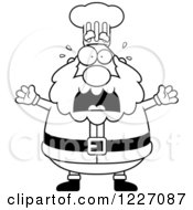 Clipart Of A Black And White Scared Chef Santa Screaming Royalty Free Vector Illustration