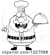 Poster, Art Print Of Black And White Chef Santa Holding A Platter Cloche