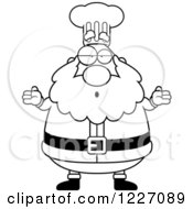 Clipart Of A Black And White Shrugging Careless Chef Santa Royalty Free Vector Illustration