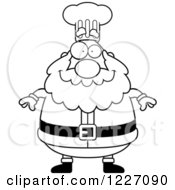Clipart Of A Black And White Happy Chef Santa Royalty Free Vector Illustration