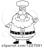 Clipart Of A Black And White Waving Chef Santa Royalty Free Vector Illustration