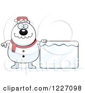 Poster, Art Print Of Christmas Snowman With An Ice Sign