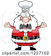 Clipart Of A Scared Chef Santa Screaming Royalty Free Vector Illustration