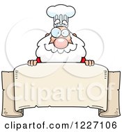 Poster, Art Print Of Chef Santa Over A Scroll Banner
