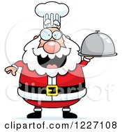 Poster, Art Print Of Chef Santa Holding A Platter Cloche