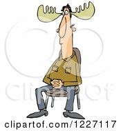 Clipart Of A Sitting Man With Moose Antlers Royalty Free Vector Illustration