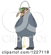 Clipart Of A Construction Worker Man Looking Back And Peeing Royalty Free Illustration by djart