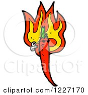 Clipart Of A Flaming Spicy Hot Chili Pepper Royalty Free Vector Illustration by lineartestpilot