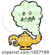 Clipart Of A Green Genie And Lamp Royalty Free Vector Illustration
