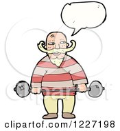 Clipart Of A Talking Man Lifting A Barbell Royalty Free Vector Illustration by lineartestpilot