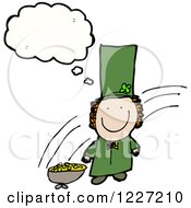 Clipart Of A Thinking Happy Leprechaun Royalty Free Vector Illustration