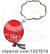 Clipart Of A Thinking Red Party Balloon Royalty Free Vector Illustration by lineartestpilot